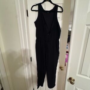 LOFT Black Jumpsuit with drawstring waist and wide leg